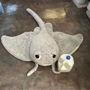 Laying Flat String Ray plush Jumbo 4ft x 4ft grey smileing embroidered Walmart